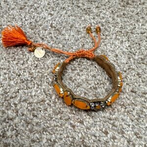 Vibrant Orange Beaded Bracelet with Tassel